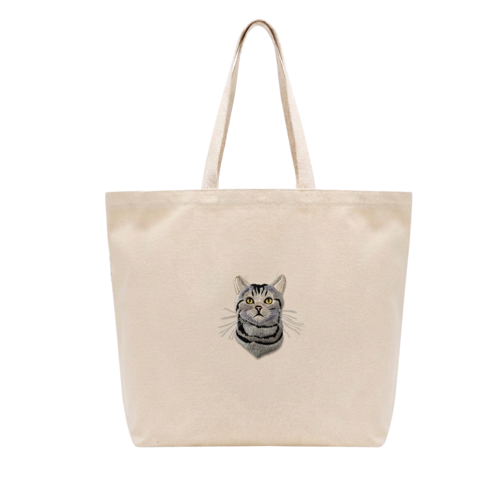 Custom Embroidered Pet Portrait Tote Bag Large